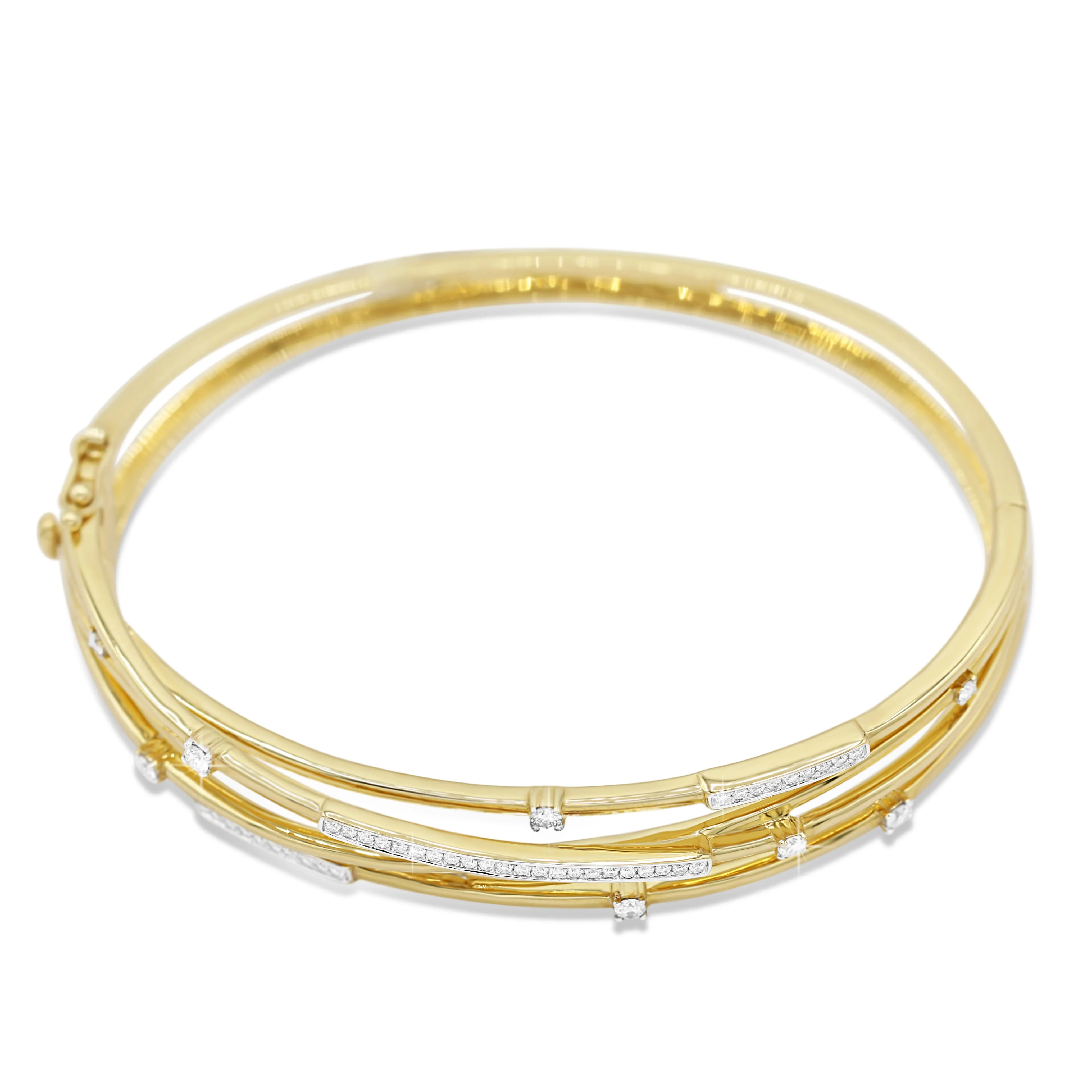 Crossover Diamond Bangle in 14KT Yellow Gold ( 0.49ct tw dia )