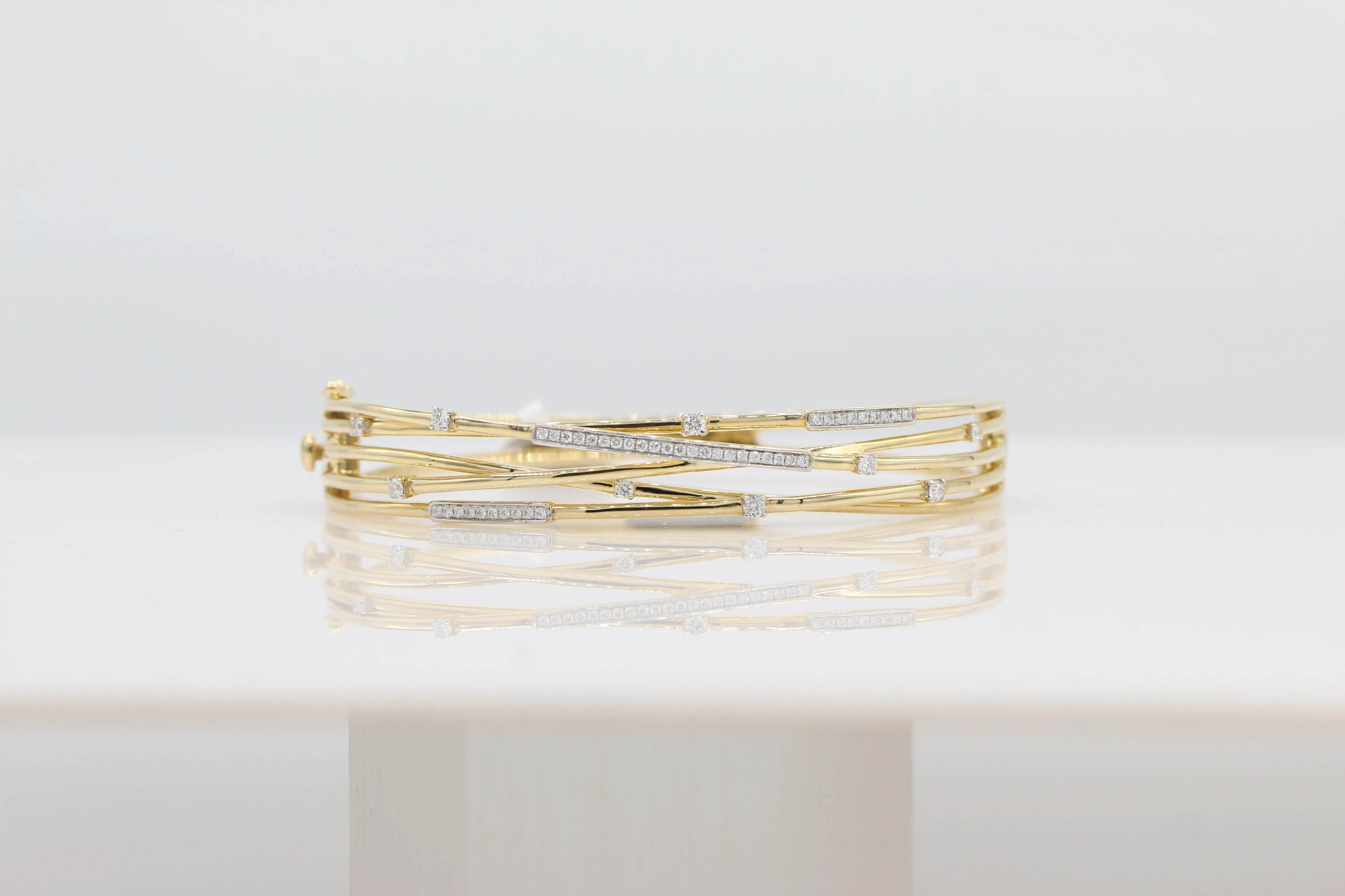 Crossover Diamond Bangle in 14KT Yellow Gold ( 0.49ct tw dia )