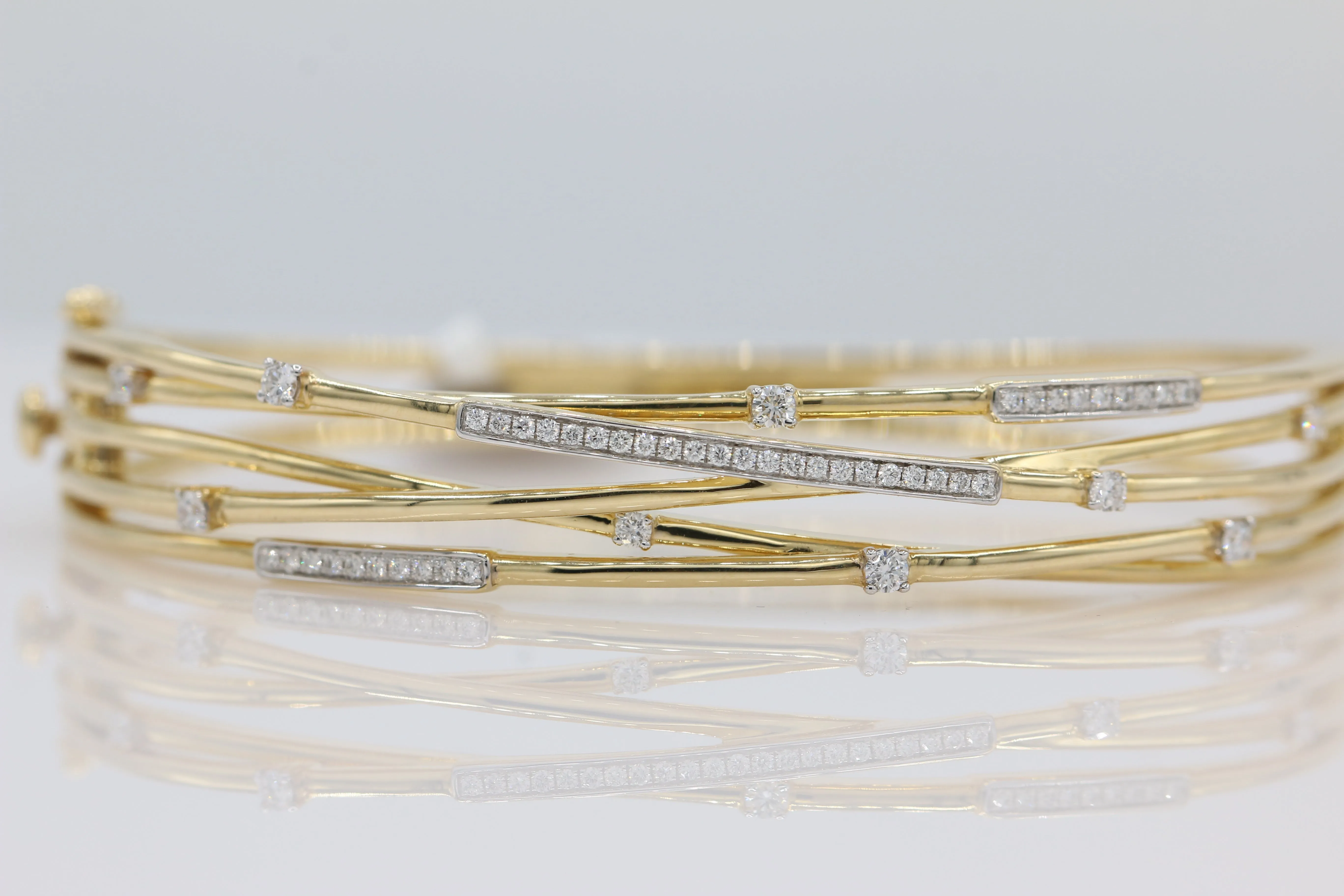 Crossover Diamond Bangle in 14KT Yellow Gold ( 0.49ct tw dia )