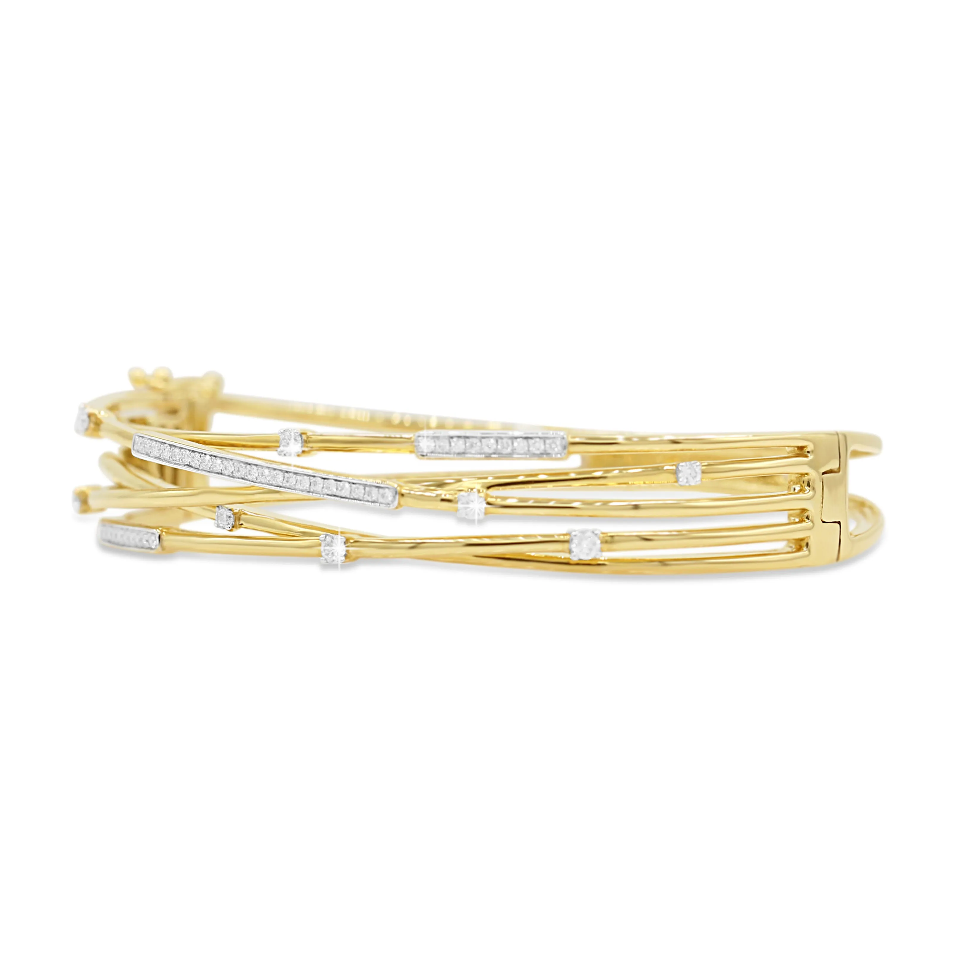 Crossover Diamond Bangle in 14KT Yellow Gold ( 0.49ct tw dia )