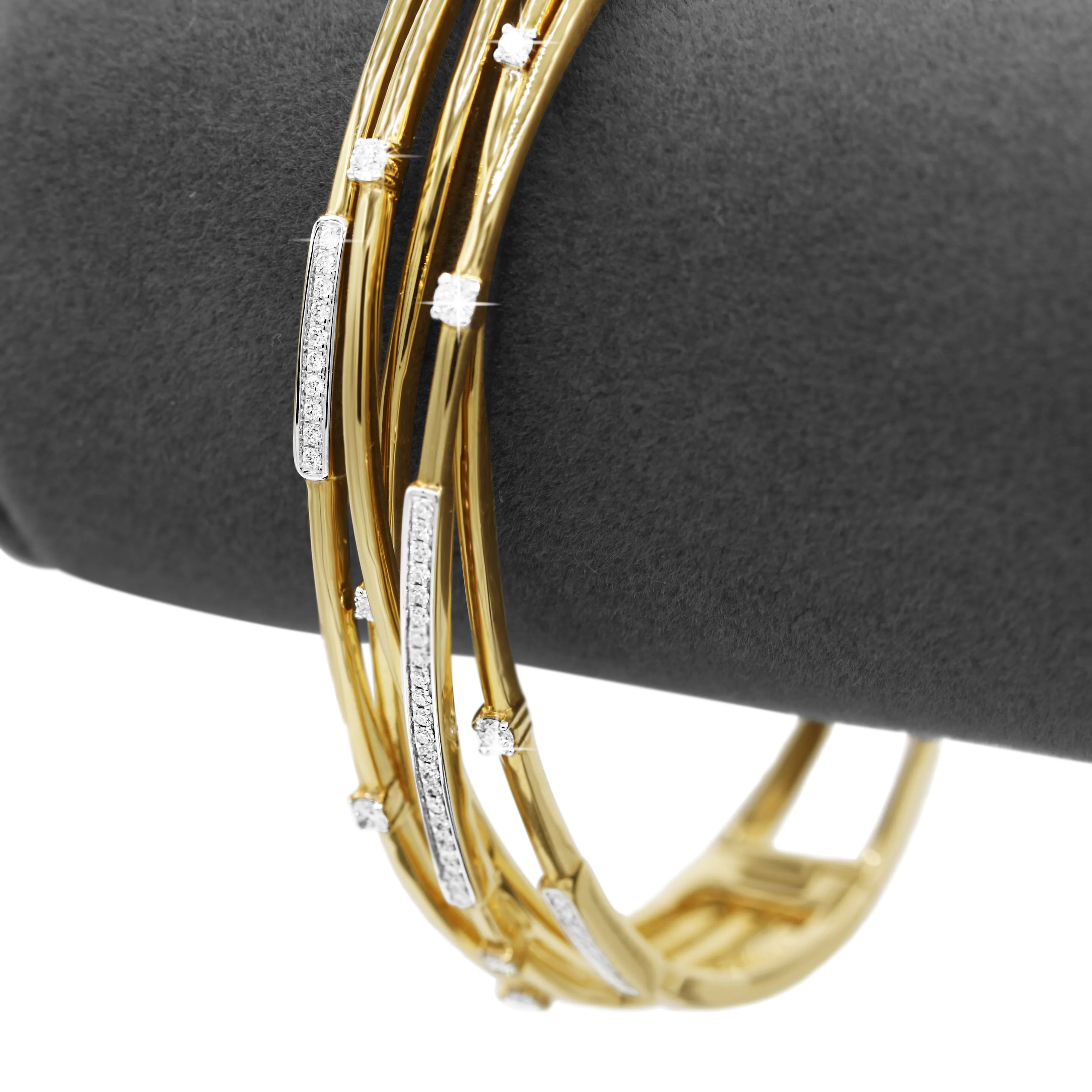 Crossover Diamond Bangle in 14KT Yellow Gold ( 0.49ct tw dia )