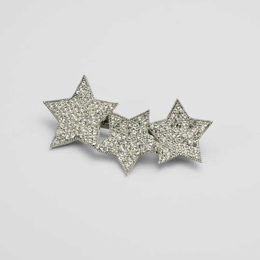 Crystal Triple Star Barrette Clip