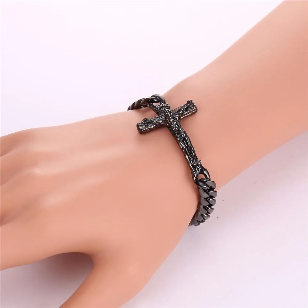 Cuban Link Jesus Crucifix Bracelet