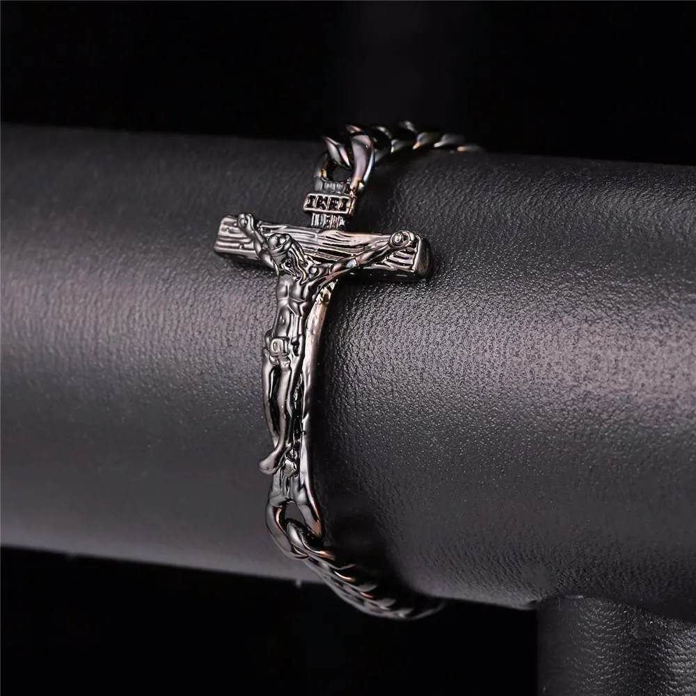 Cuban Link Jesus Crucifix Bracelet