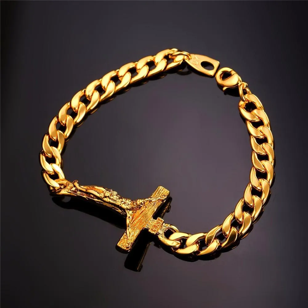 Cuban Link Jesus Crucifix Bracelet