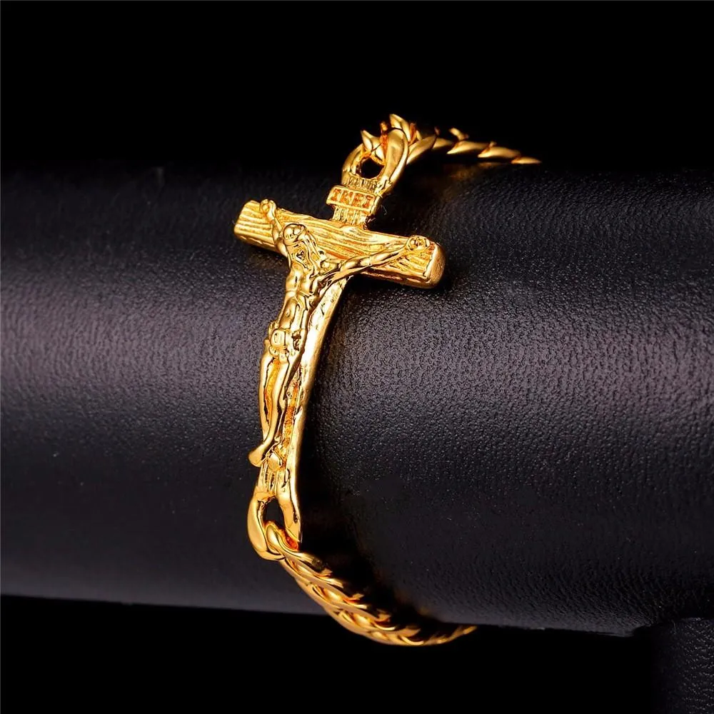 Cuban Link Jesus Crucifix Bracelet