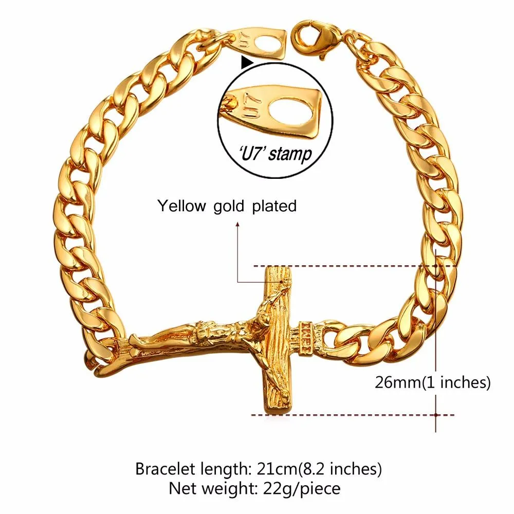 Cuban Link Jesus Crucifix Bracelet