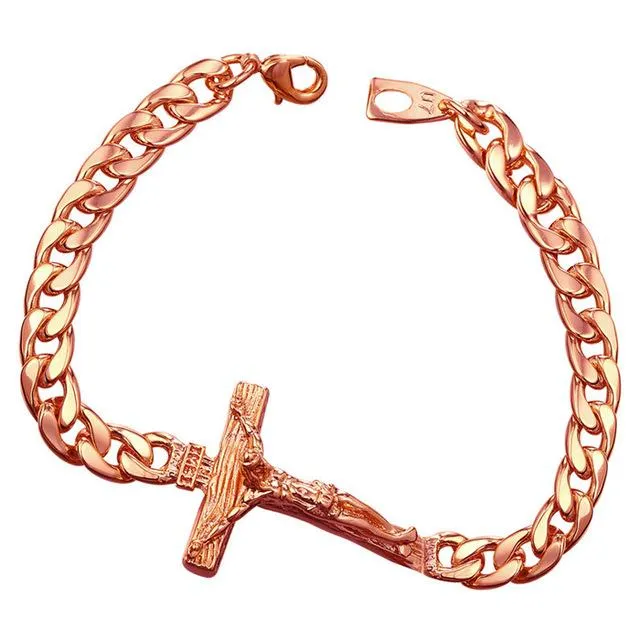 Cuban Link Jesus Crucifix Bracelet