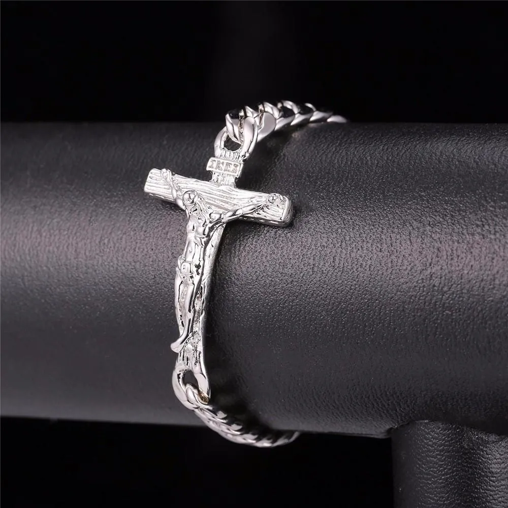 Cuban Link Jesus Crucifix Bracelet