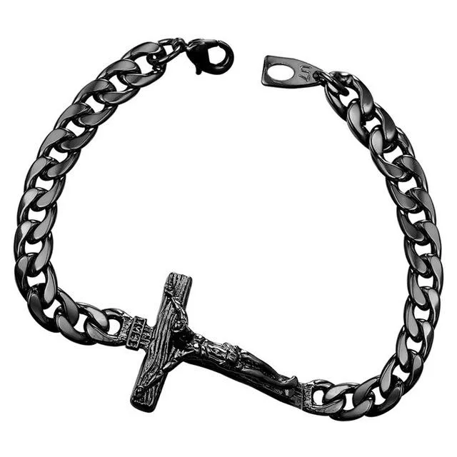 Cuban Link Jesus Crucifix Bracelet