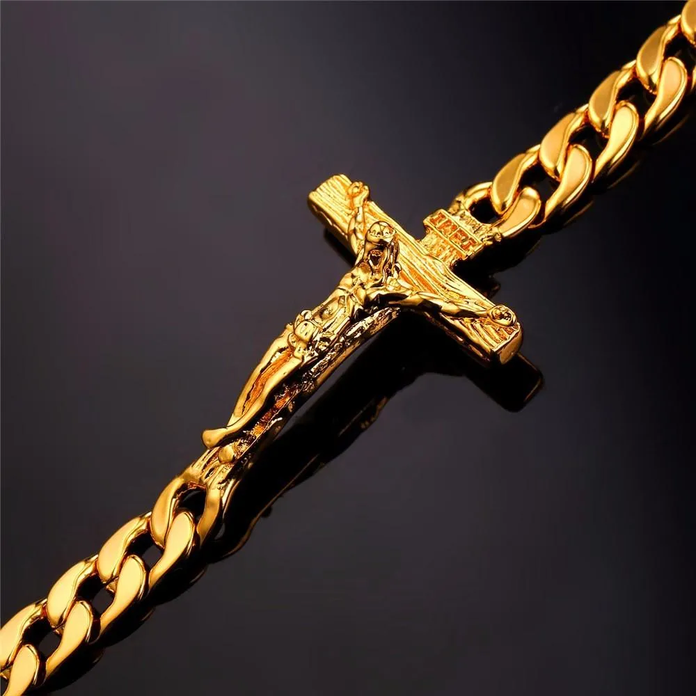 Cuban Link Jesus Crucifix Bracelet