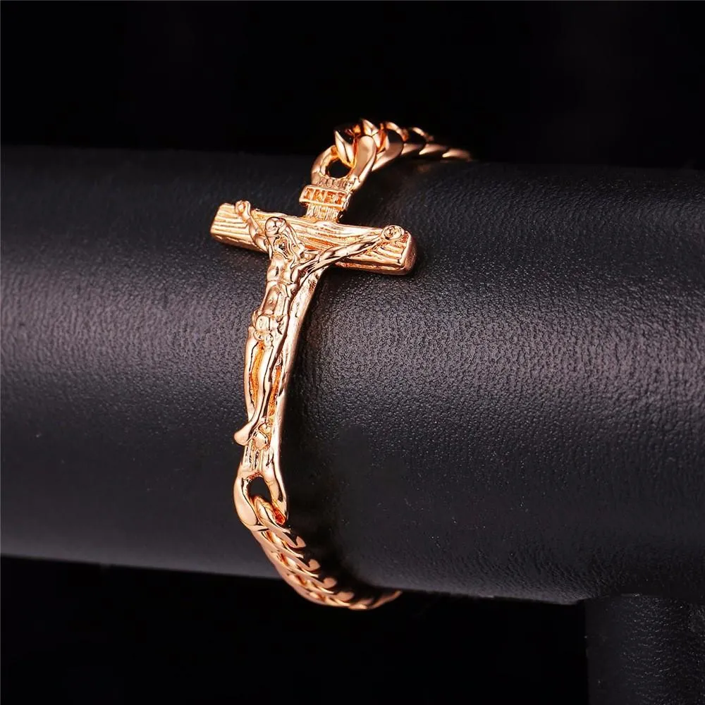 Cuban Link Jesus Crucifix Bracelet