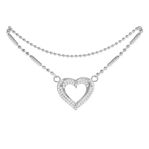 Cubic Zirconia Heart Anklet Silver