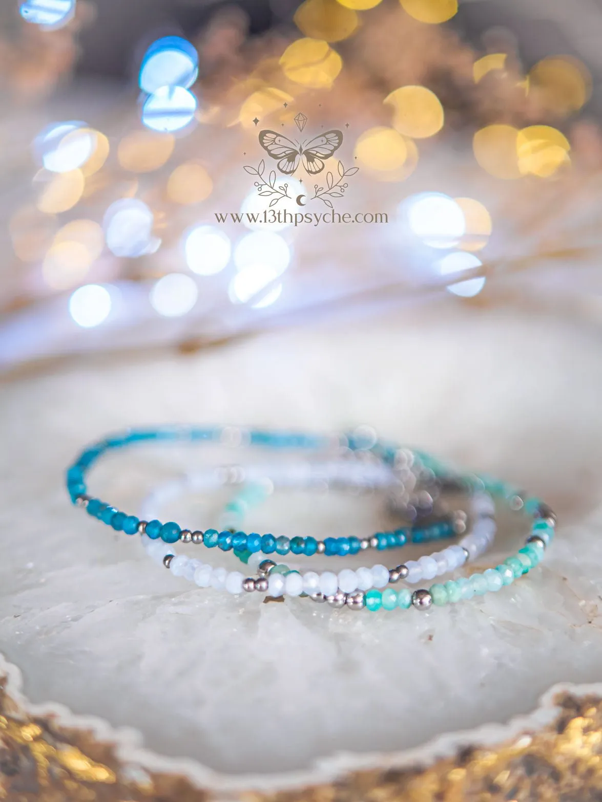 Dainty faceted Apatite gemstone bracelet