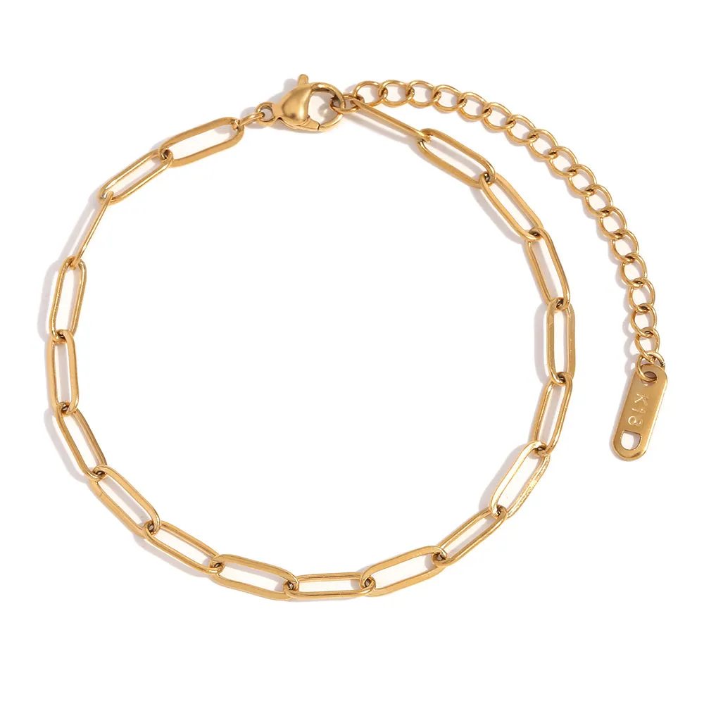 Dainty Gold Layering Bracelets Waterproof, 18K Gold Plated