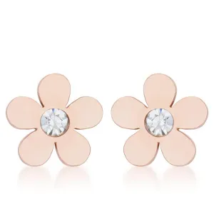 Daisy CZ Rose Gold Stud Earrings | Stainless Steel