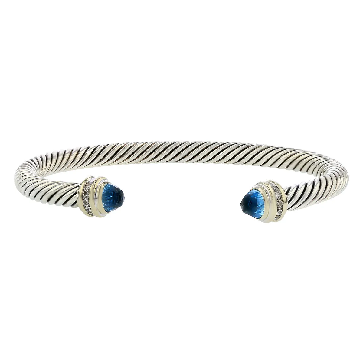 David Yurman Cable Classic Bracelet with Blue Topaz and Diamonds