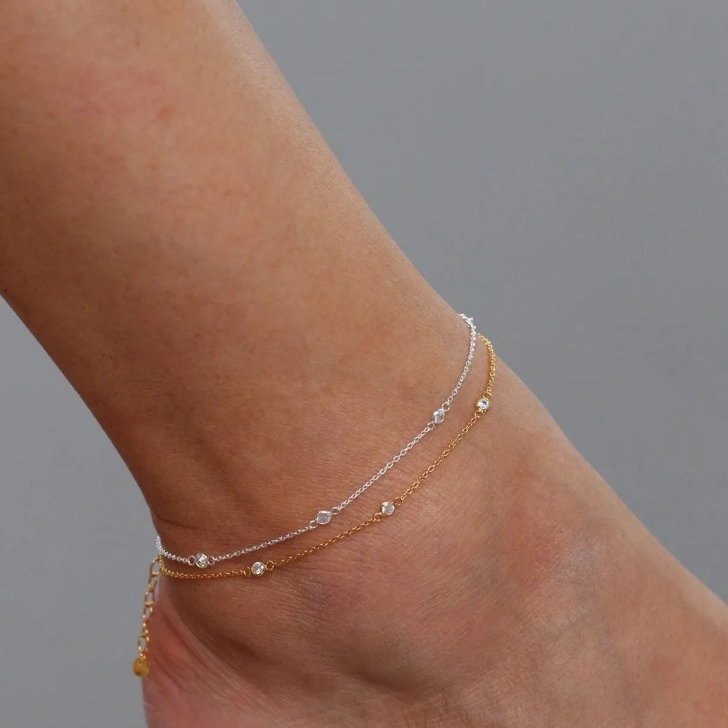 Dazzling Bezel Anklet