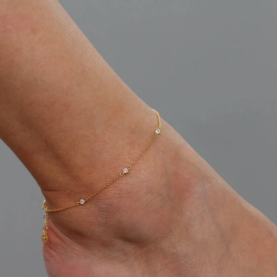 Dazzling Bezel Anklet