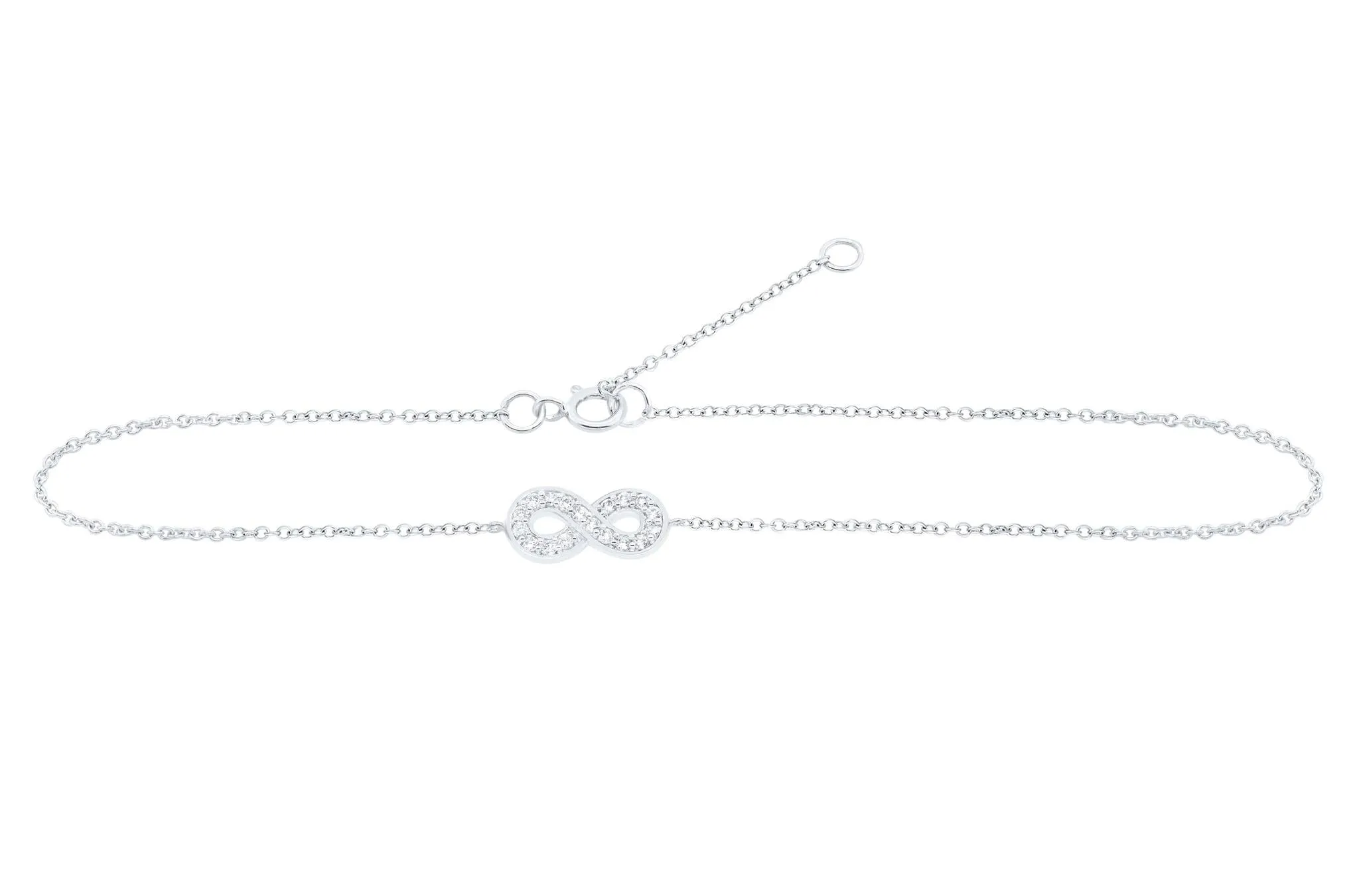 Diamond Infinity Anklet Bracelet Ankle 10k White Gold 9"