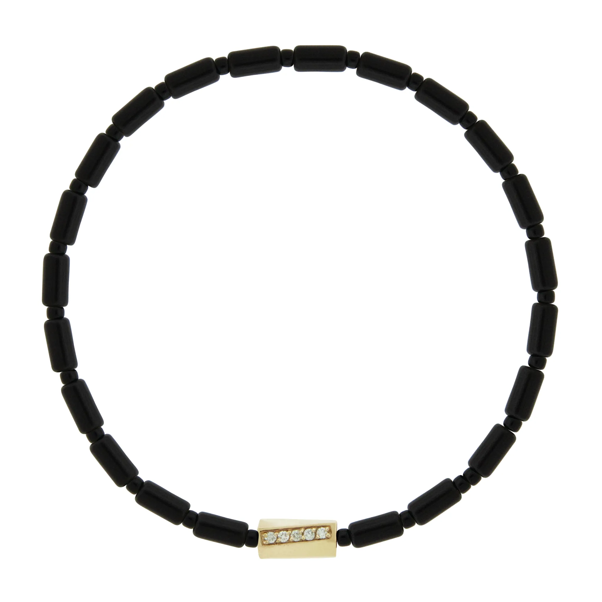 Diamond Twisted Hexagon on Onyx Bracelet