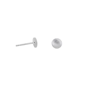 Double Curved Satin Brushed Button Stud Earrings - Sterling Silver