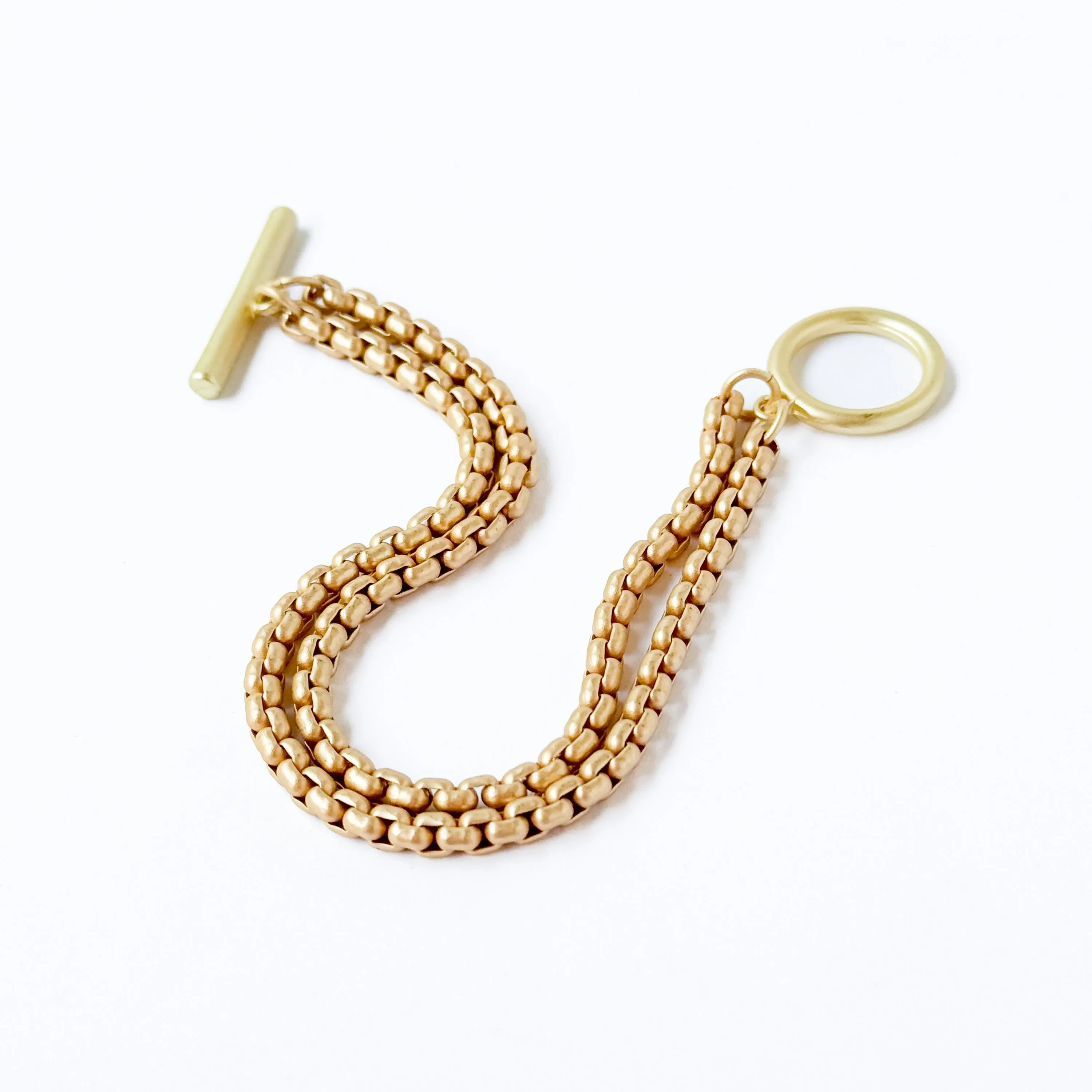 Double Thick Gold Chain Bracelet With Toggle