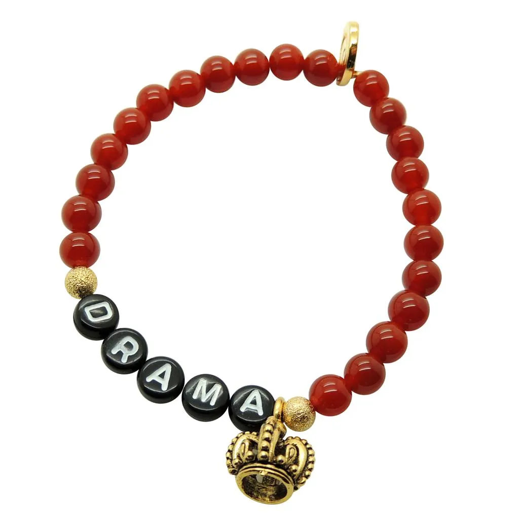 Drama Queen Alphabet Charm Gemstone Bead Bracelet