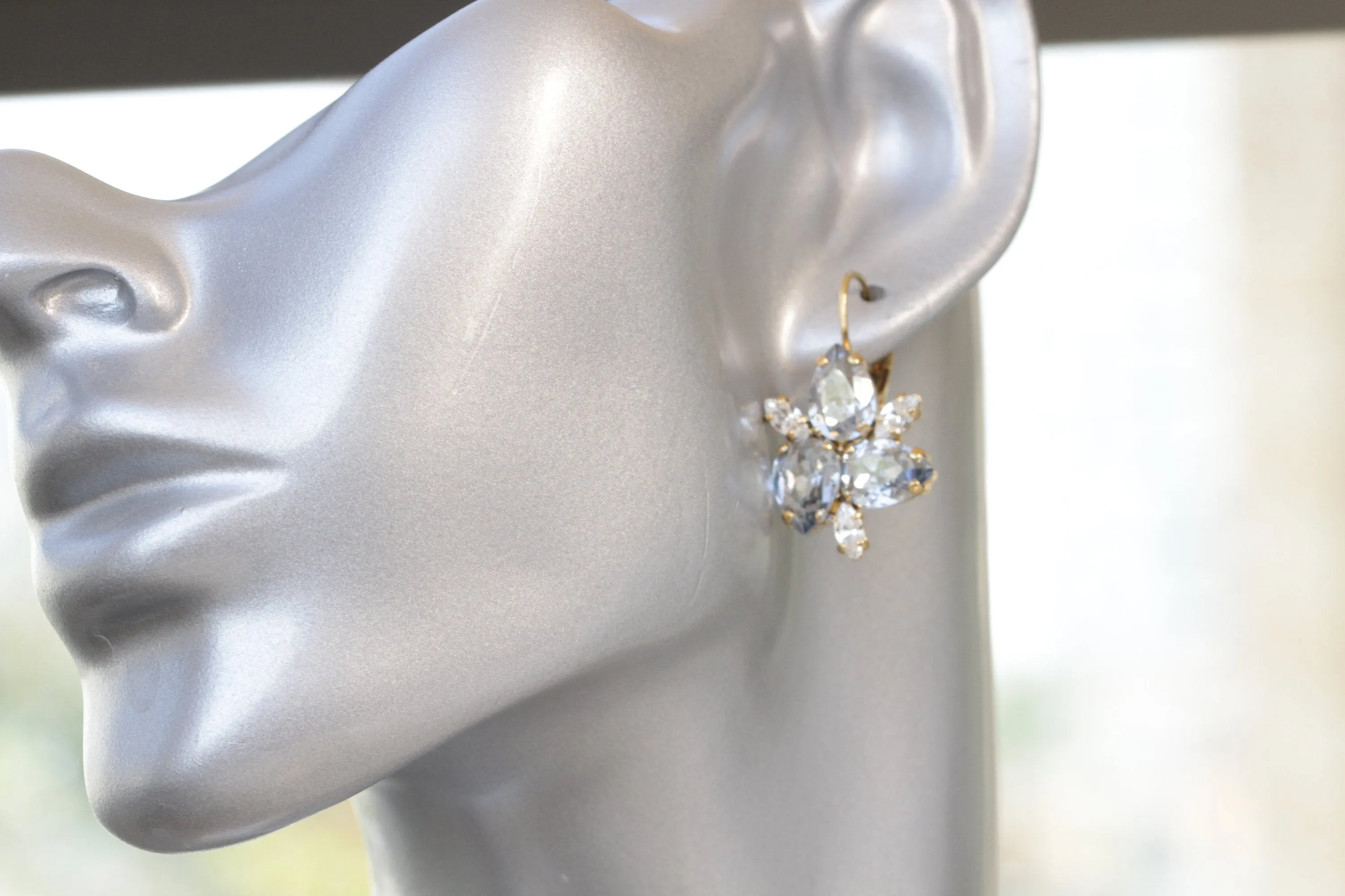 DUSTY BLUE CRYSTAL Bridal Necklace