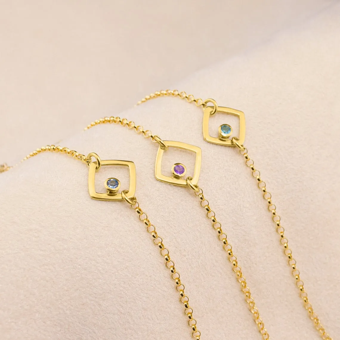 Eden Series Personalized Geometric Minimalist Square Birthstone Bracelet