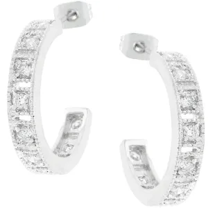 Edmee Milgrain Silvertone Hoop Earrings