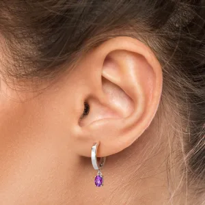 Elegant Amethyst Hoop Drop Earrings in Sterling Silver | Irosk Australia®