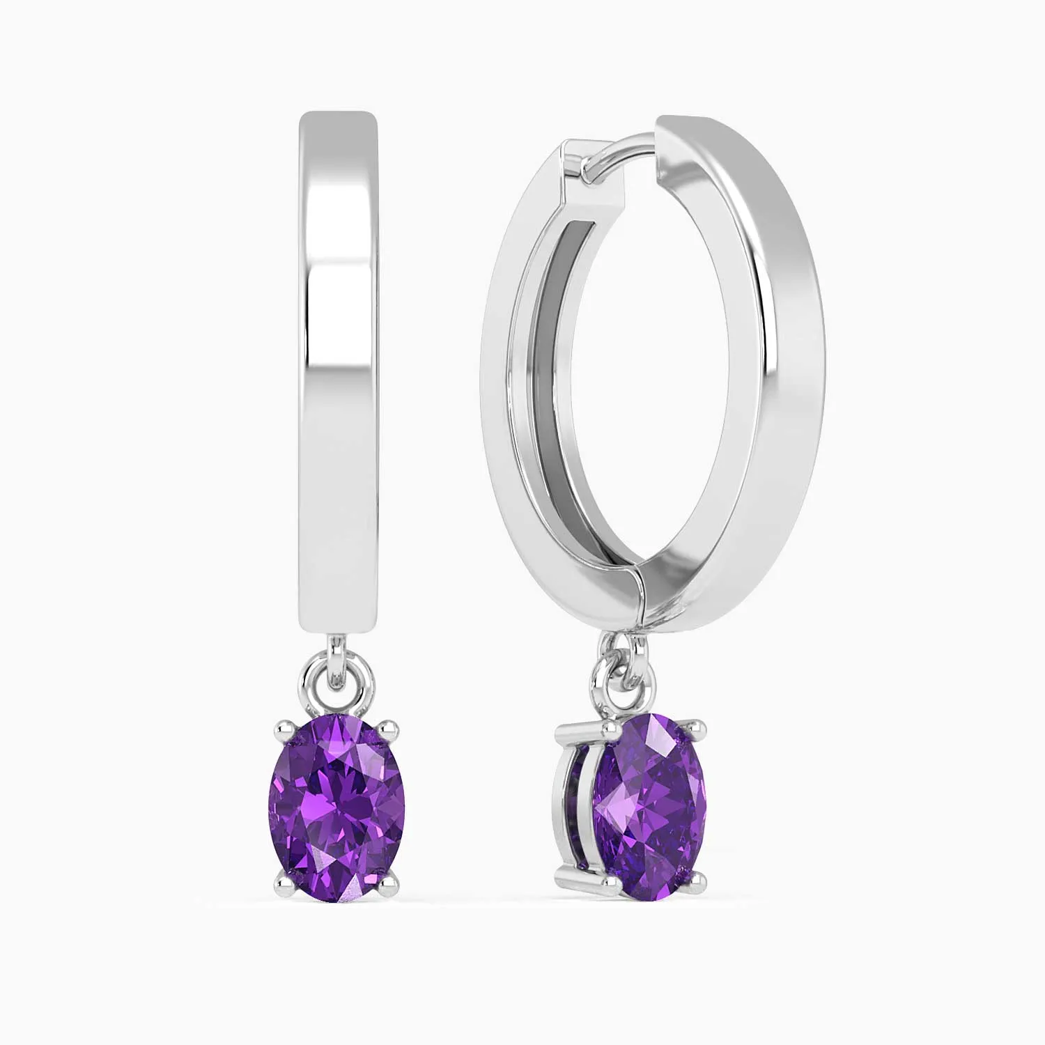 Elegant Amethyst Hoop Drop Earrings in Sterling Silver | Irosk Australia®