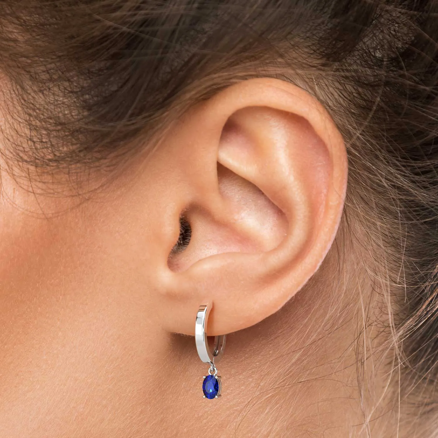 Elegant Sapphire Hoop Drop Earrings in Sterling Silver | Irosk Australia®