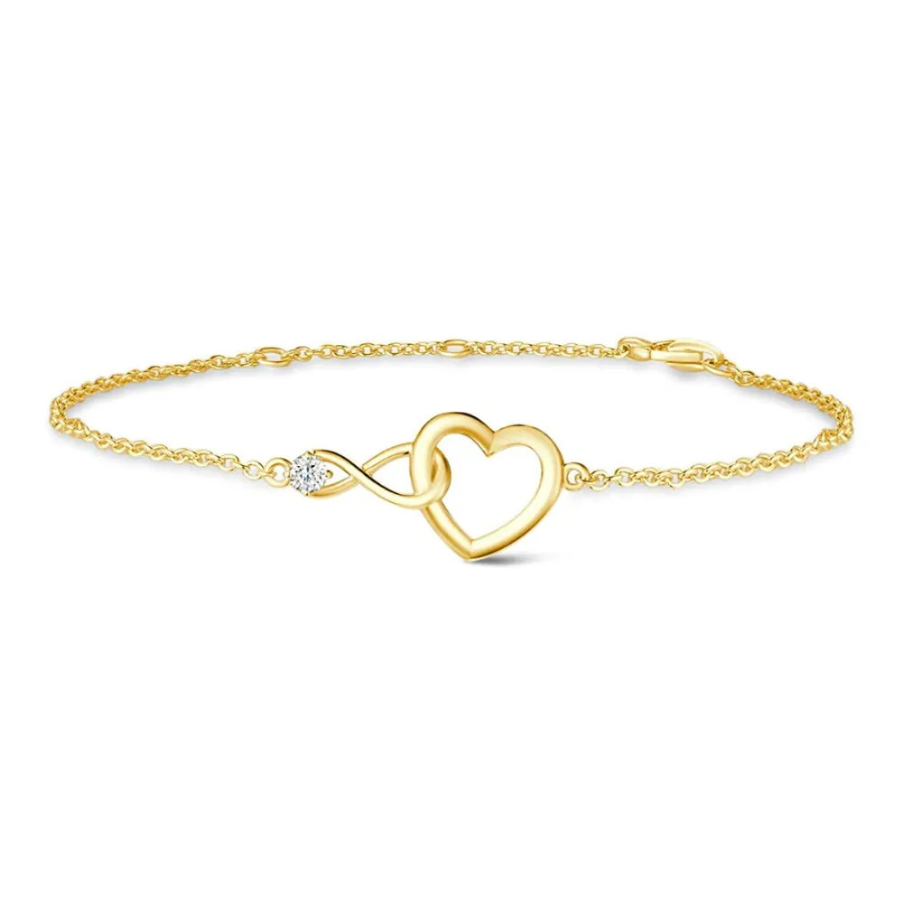 FANCIME Interlocking Heart Infinity 14K Solid Gold Bracelet