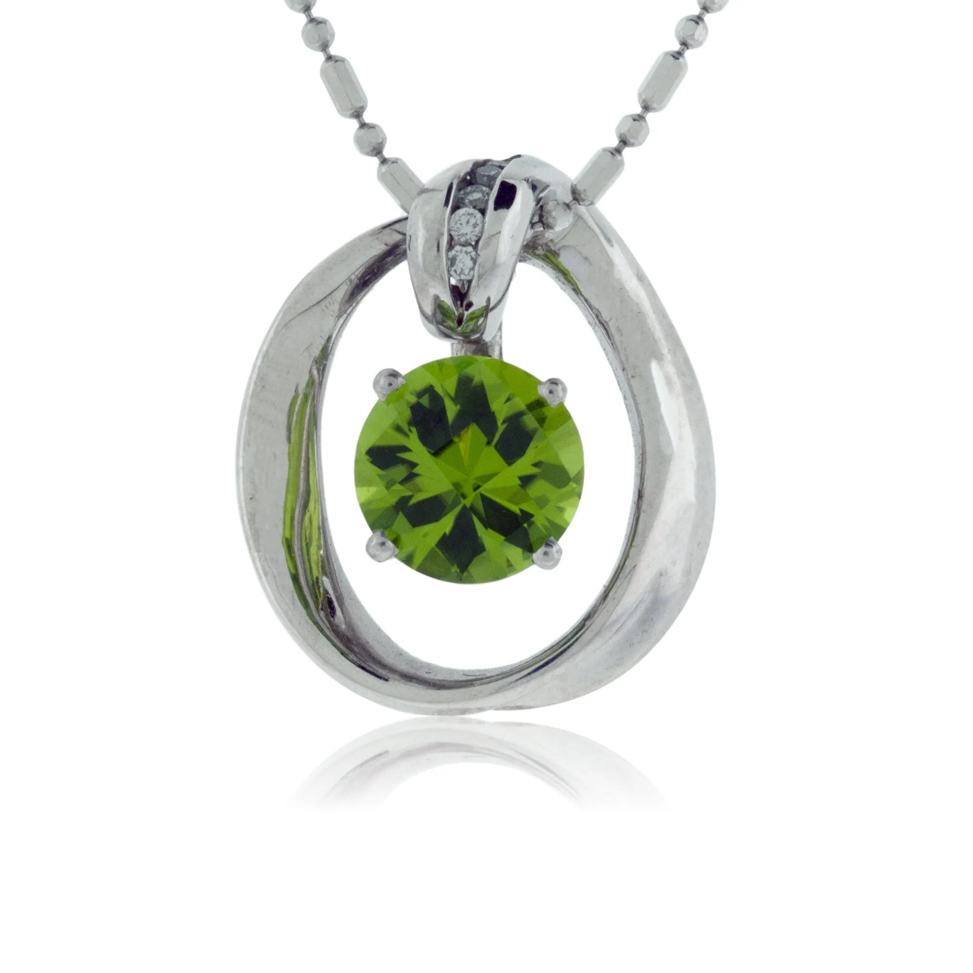 Floating Peridot and Diamond Pendant