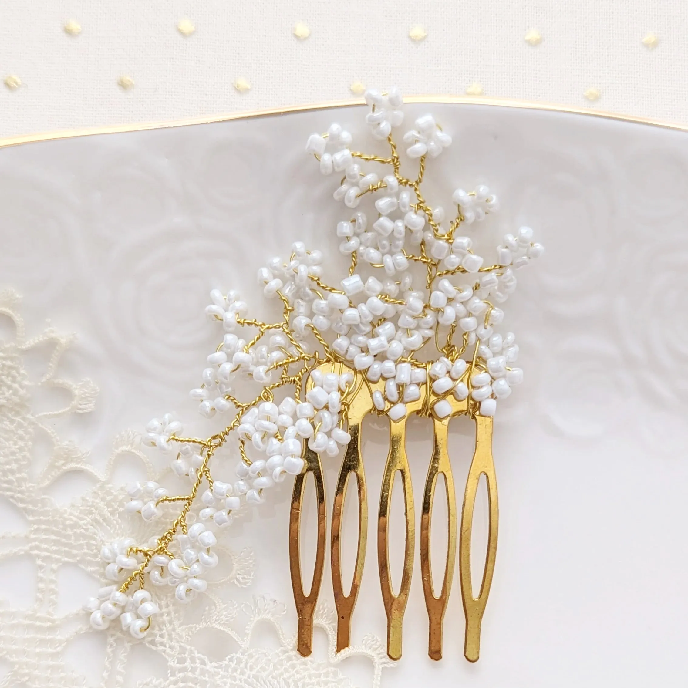 Floral Hair Comb, Gold Bloom