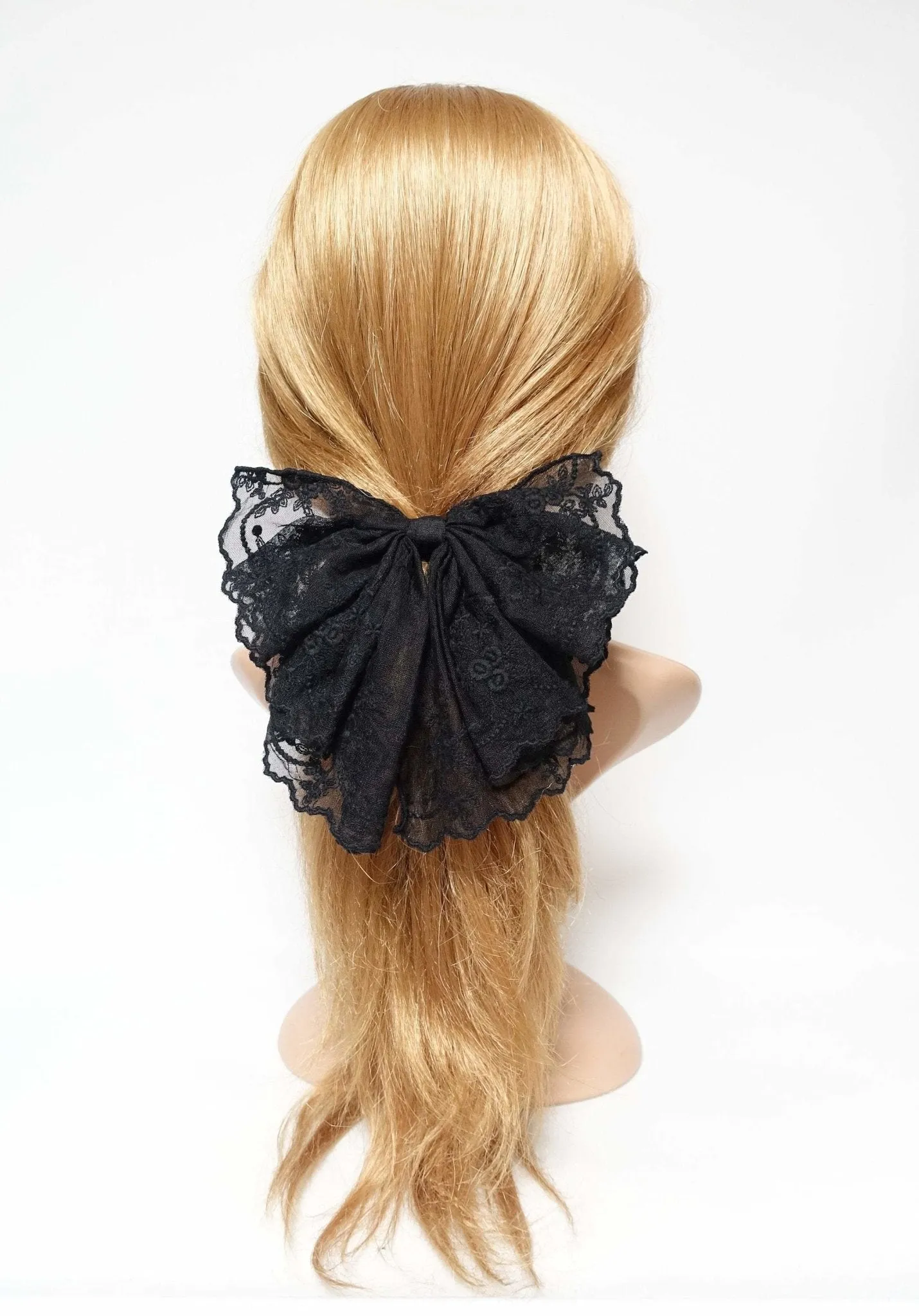 floral lace drape bow translucent mesh bow hair accessory for woman