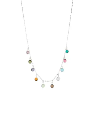 Florence Multi Coloured Gemstone Necklace Silver