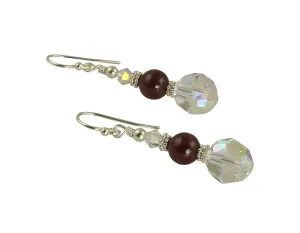 Garnet Gemstone Crystal Beaded Earrings