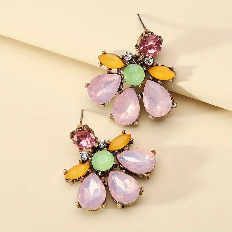 Gemstone Earrings Multi Pink