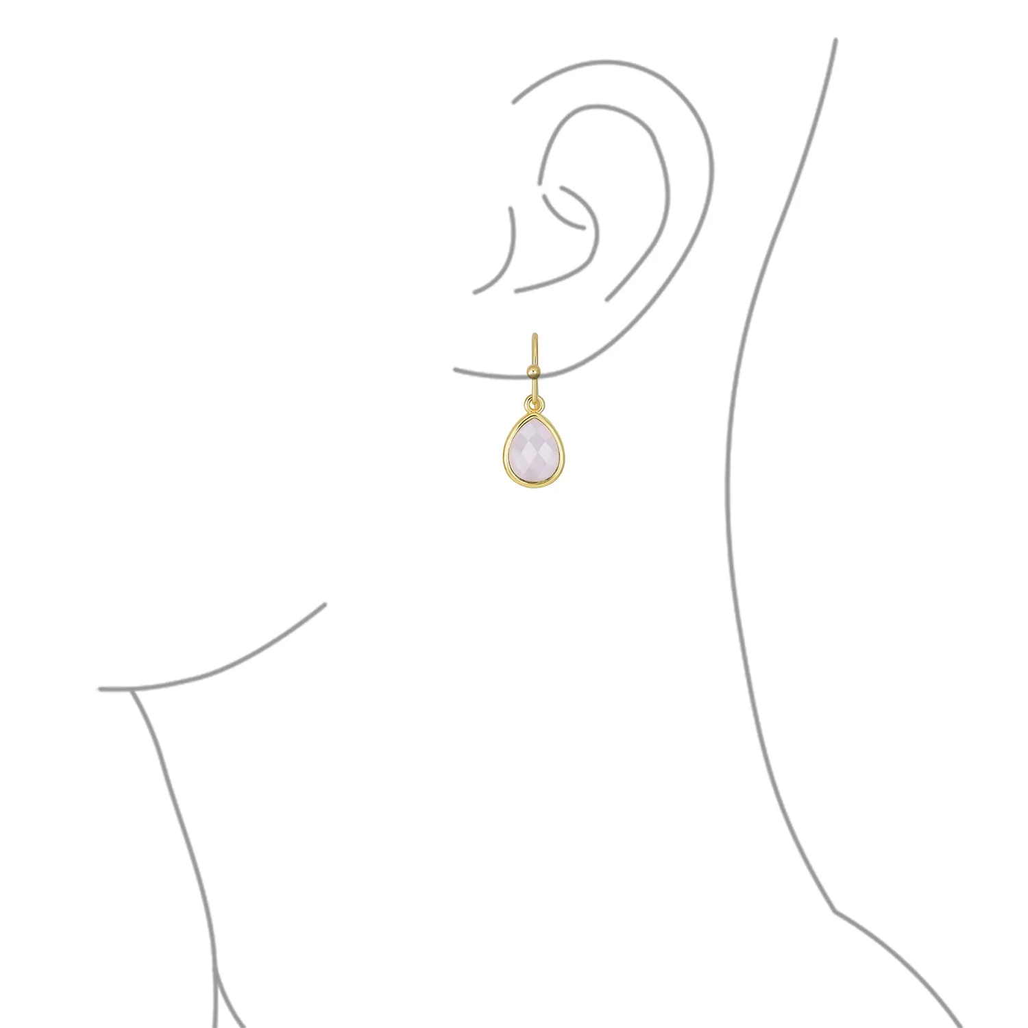 Gemstone Jewelry Set Teardrop Drop Earring Fish Hook Gold Plated