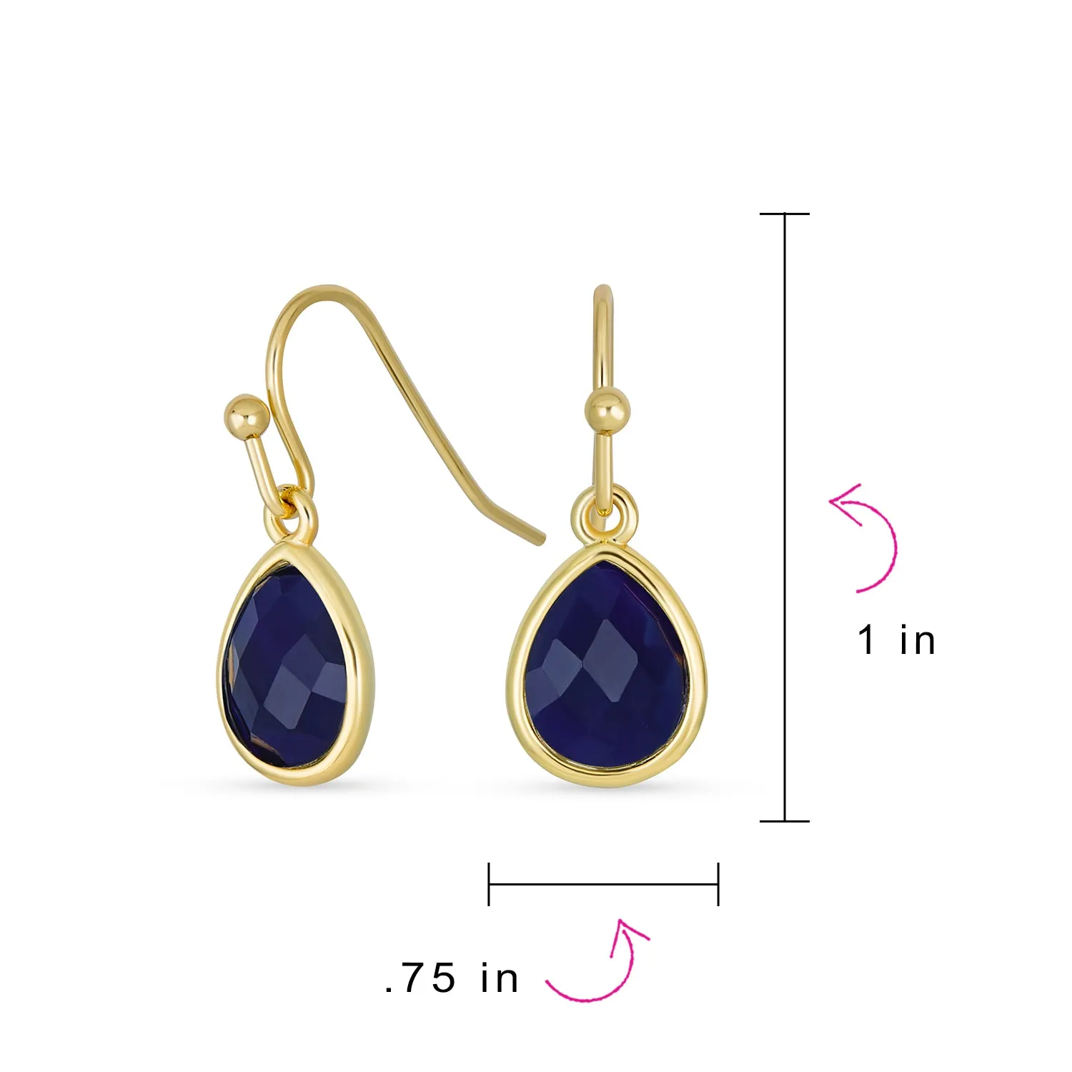 Gemstone Jewelry Set Teardrop Drop Earring Fish Hook Gold Plated