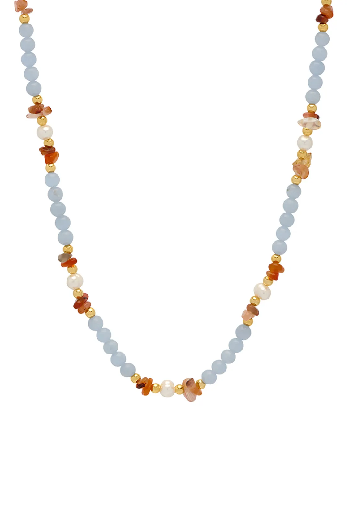 Gemstone Pearl T-Bar Necklace