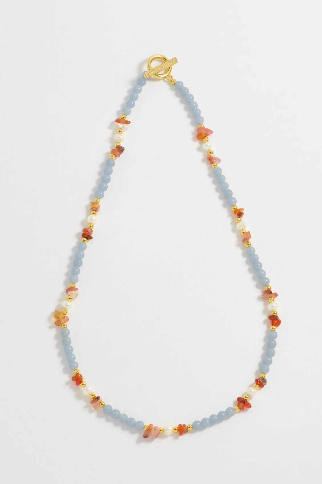 Gemstone Pearl T-Bar Necklace