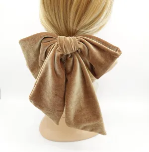 giant velvet bow french barrette wide tail women hair accessory