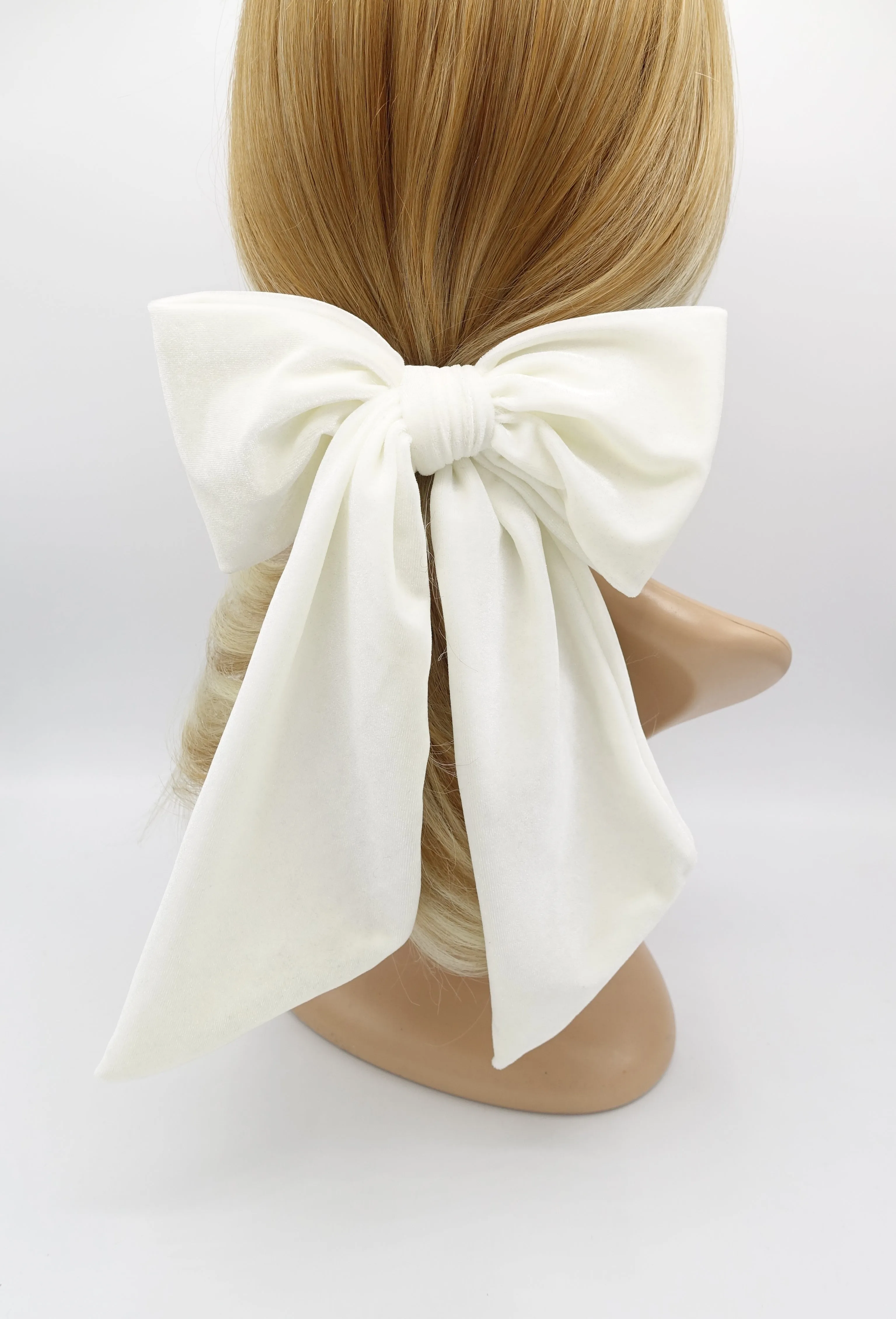 giant velvet bow french barrette wide tail women hair accessory