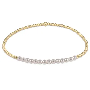 Gold Bliss 2mm Bead Bracelet - Pearl