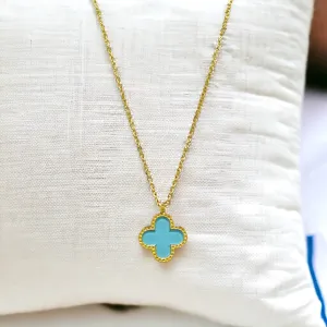 Gold Colored Clover Pendant Necklace