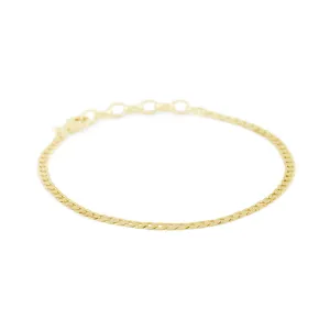 Gold Flat Cuban Chain Bracelet